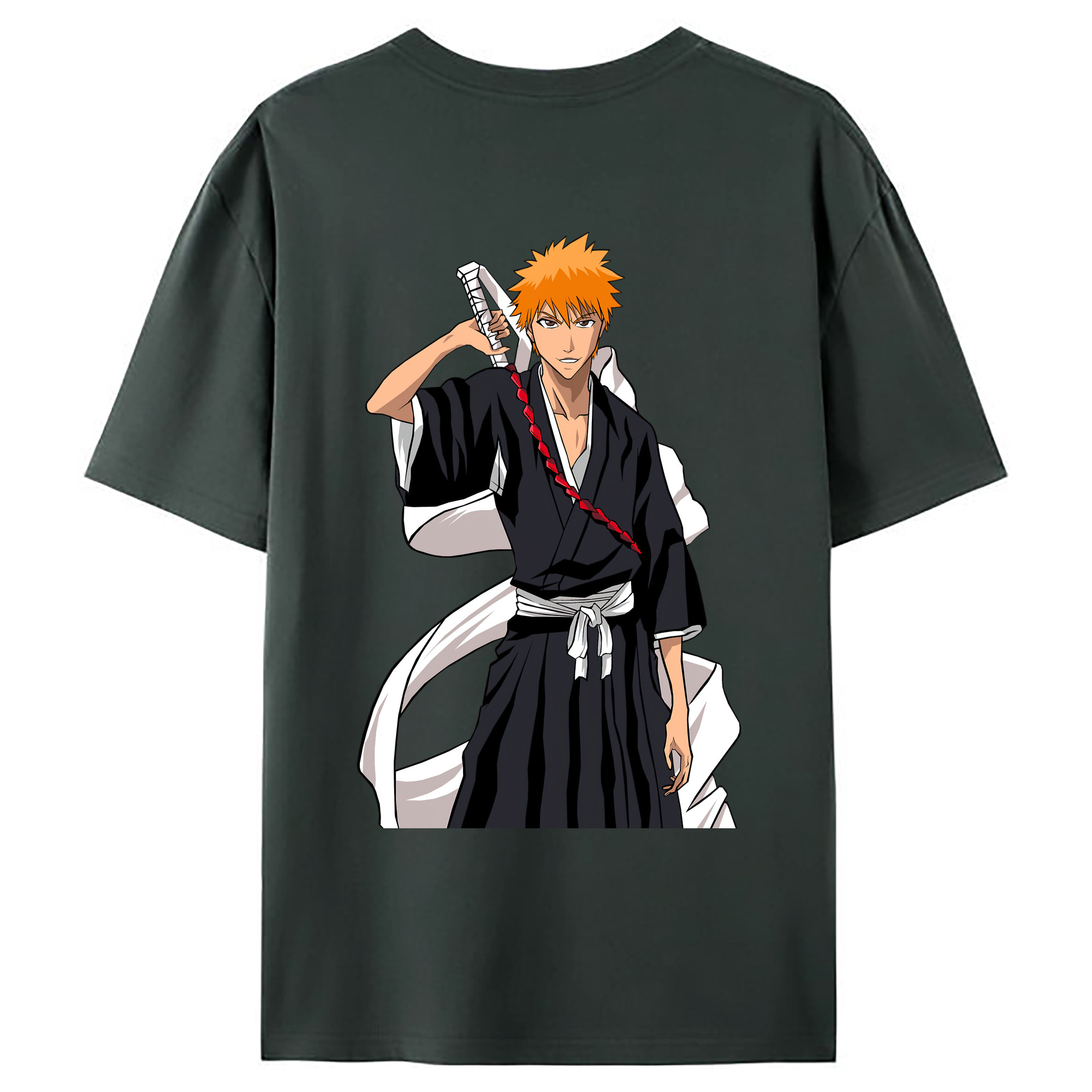 （画像用） ブリーチ 黒崎一護（くろさき いちご）BLEACH Kurosaki Ichigo 綿100％ メンズ半袖Tシャツ（バックプリント） 通気性